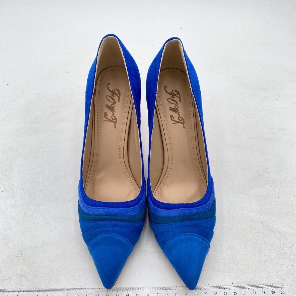 Fowt Blue Gradient Wave Pattern Pointed Toe Jewel… - image 2